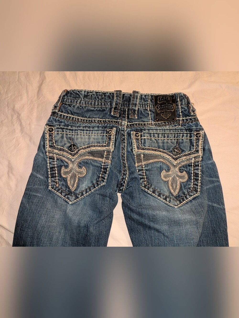 Rock Revival Acton Slim Straight Jeans Men's 28 x 27 Embroidered Back Pockets